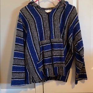 Striped zip up beach poncho